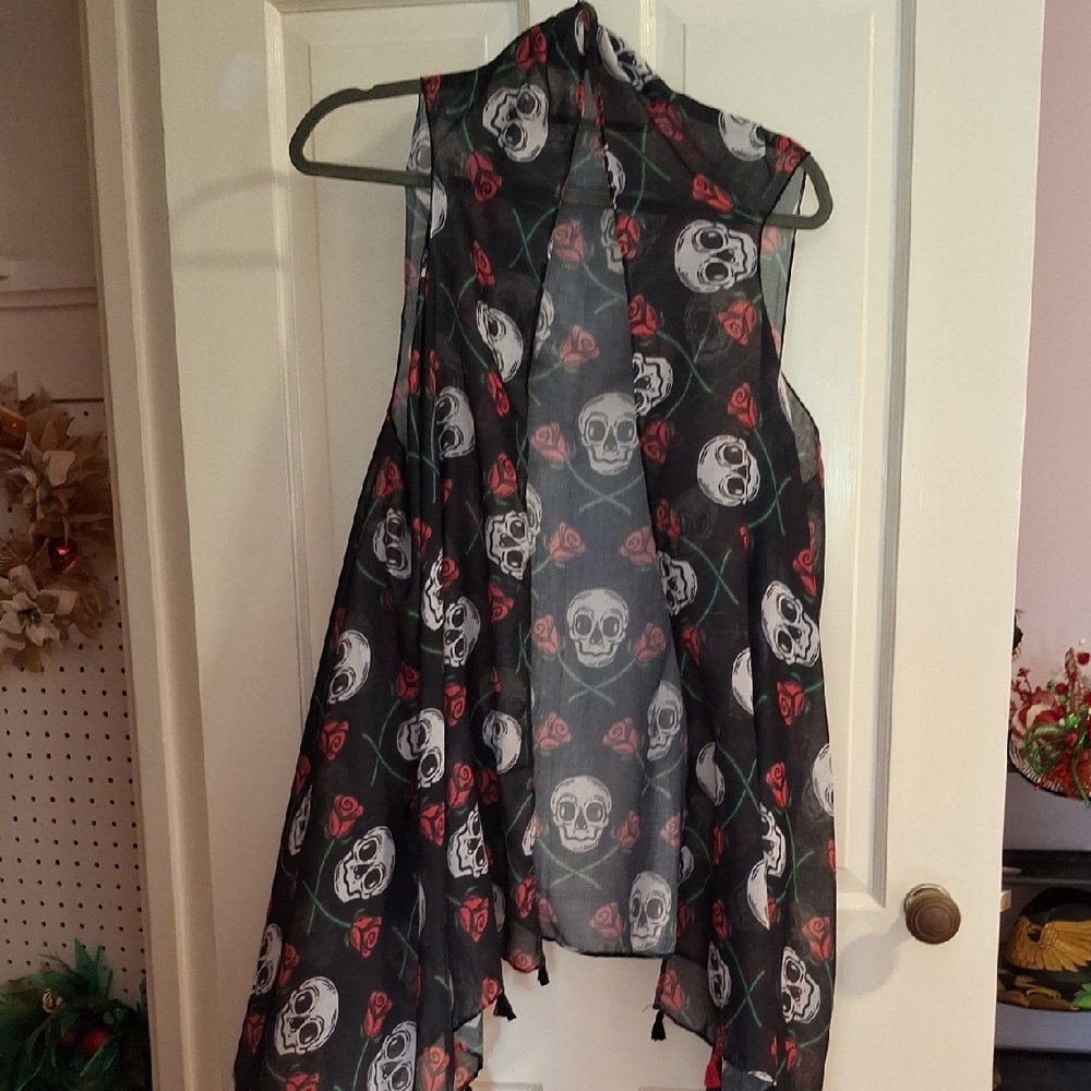 Skull and Rose Sheer Vest